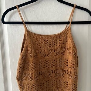 Forever 21 Caramel Brown Crocheted Spaghetti Strap Tank